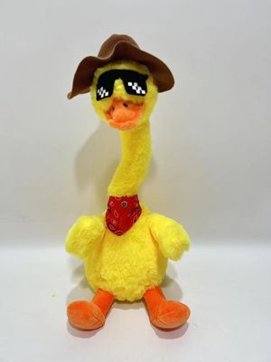 Rekaman Mengulang Menari Bernyanyi Bebek Kuning Mainan Plush Dengan Topi